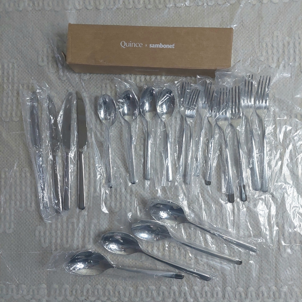 NEW! Quince- Sambonet Gia Minimalist 20 Piece Stainless Steel Flatware Set! (#G) - Picture 5 of 12